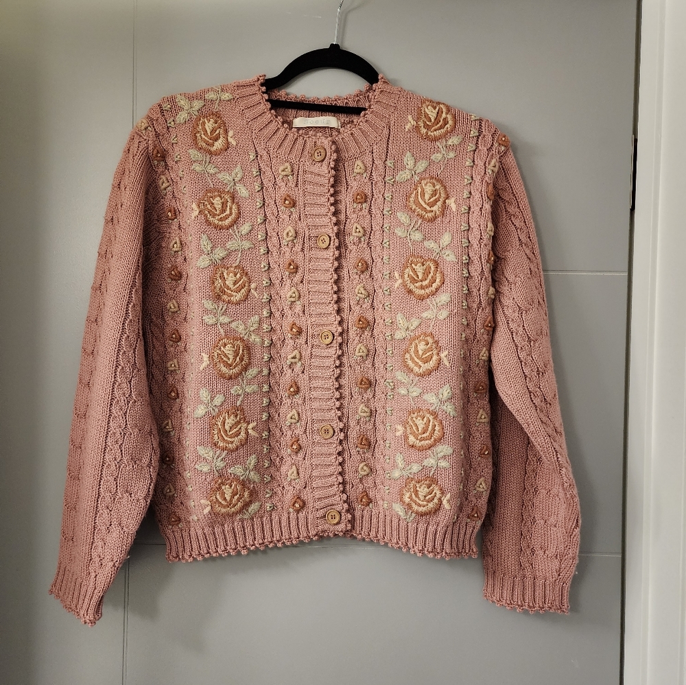 Soeur knitted rose cardigan